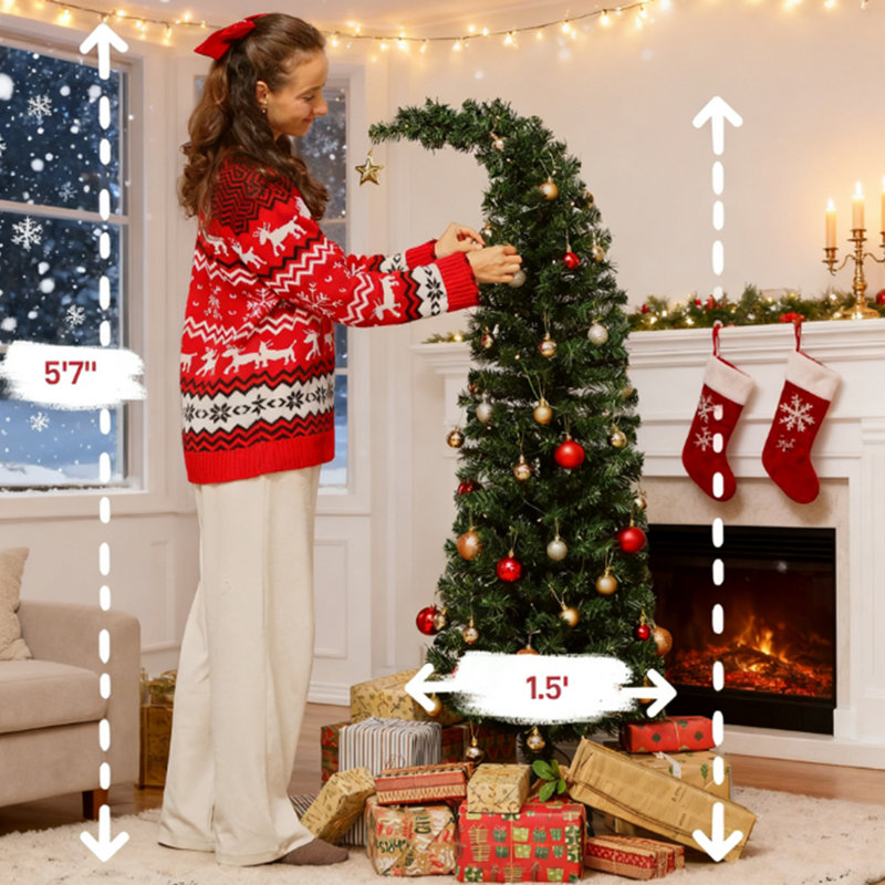 Prelit Bent Top Christmas Tree