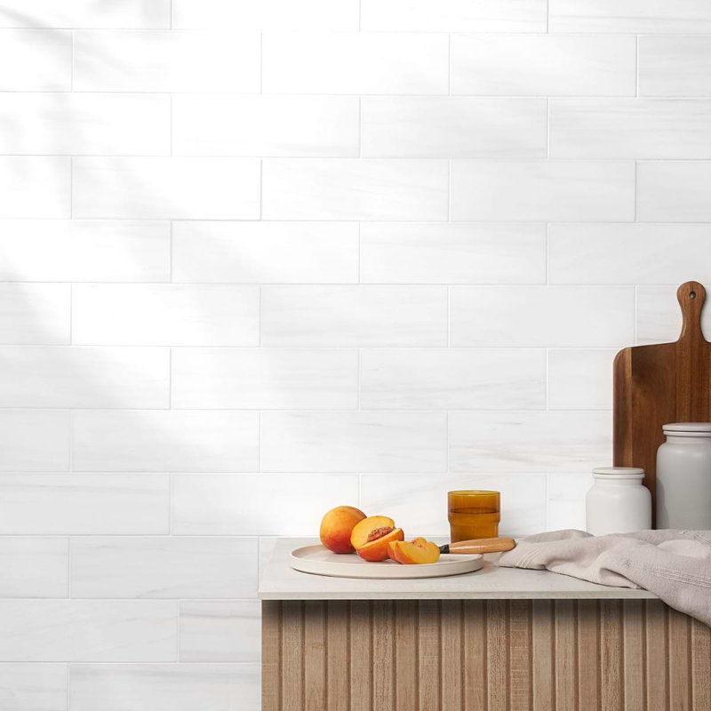 Bianco Dolomite 4x12 Honed Marble Tile
