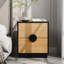 Table de chevet 2 tiroirs Modern Boho avec façade en rotin géométrique et cadre noir-49956097-58855642