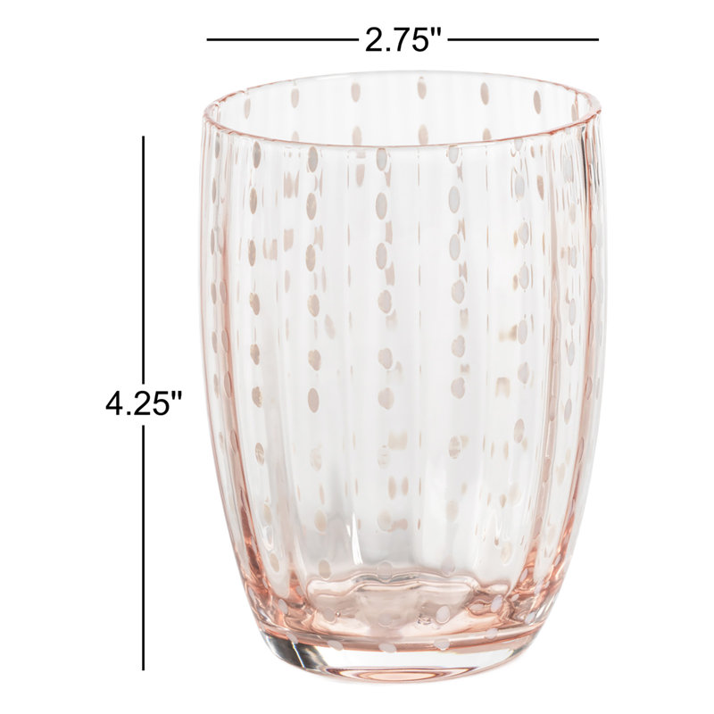 Verres à gobelet à pois blancs Oakes, ensemble de 4, Rose