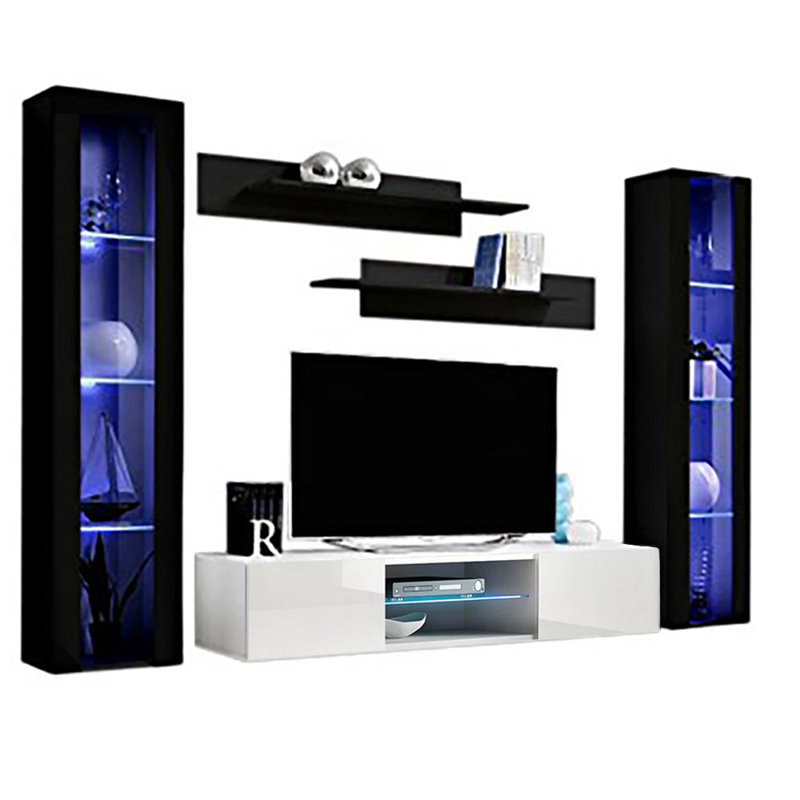 Floating Entertainment Center for TVs up to 70", Black/White