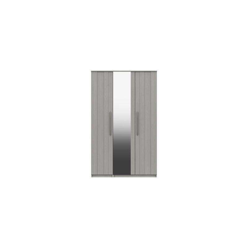 Mcginley 3 Door Manufactured Wood Wardrobe, Light Grey Woodgrain