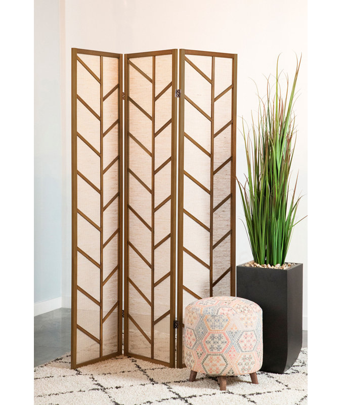 3-Panel Room Divider Folding Shoji Screen, Walnut