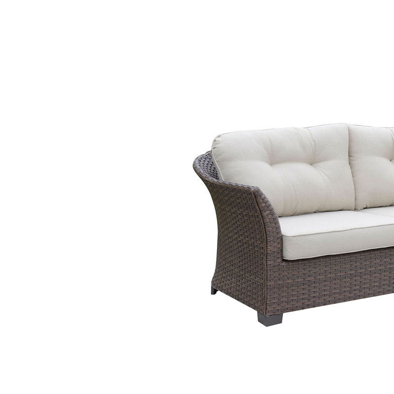 Mcevoy 35.5'' Wide Wicker Patio Sofa with Cushions, White, Brown