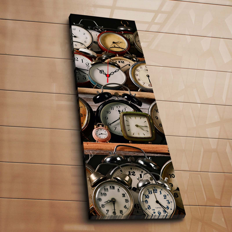 Horloge murale élégante en toile 11,8 po x 35,4 po | Toile 100% suède avec cadre 100% bois (épaisseur: 1,2 po) | Décoration élégante pour le salon, la chambre à coucher et le bureau, design intemporel