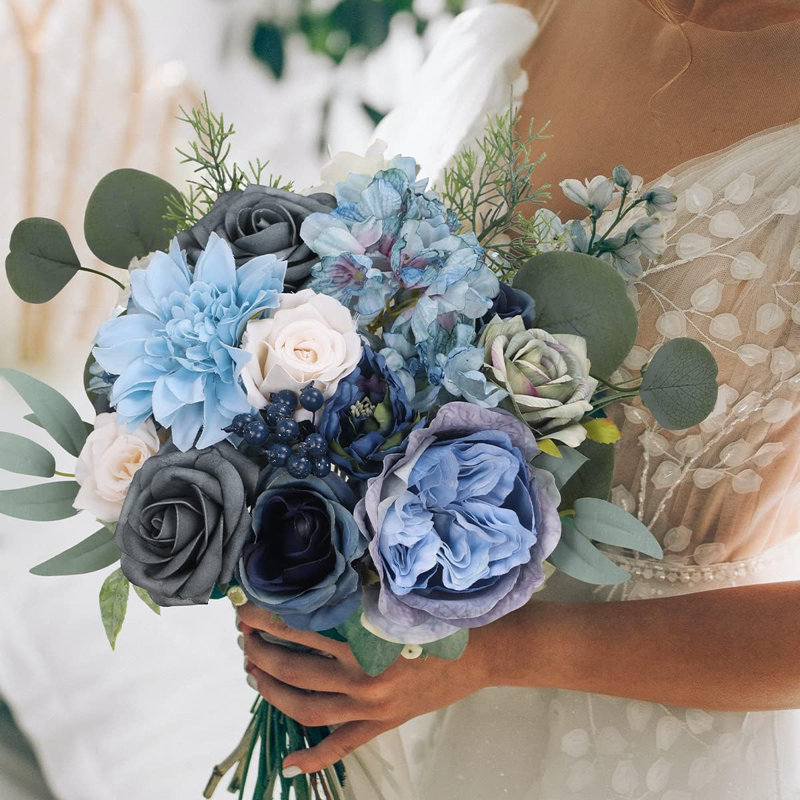 Artificial Dusty Blue Flower Combo