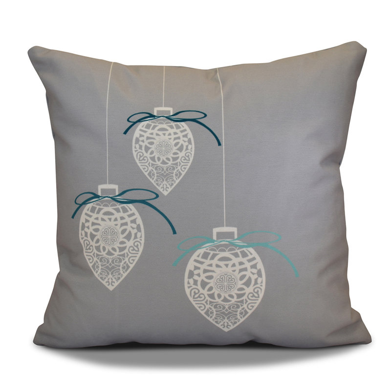 Holiday Wishes Geometric Reversible Throw Pillow, 20" H x 20" W, Gray