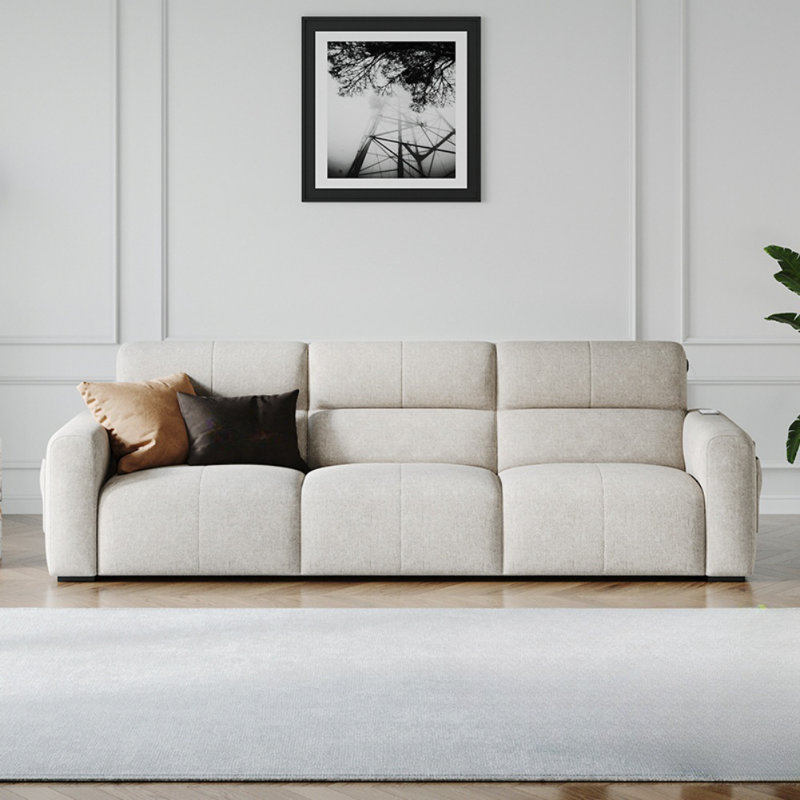 Modern White Tofu Cube Straight Sofa