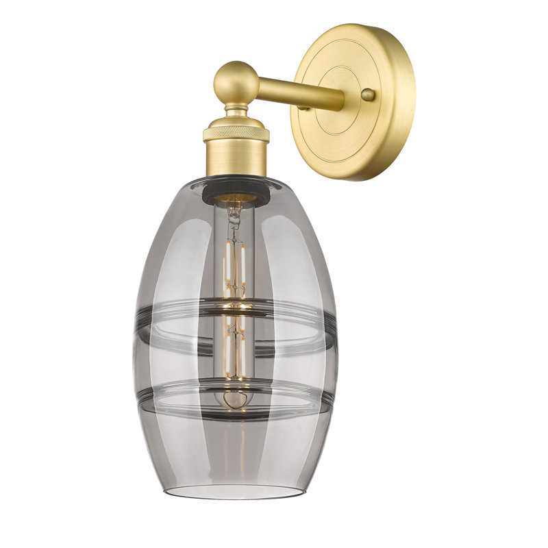 Applique murale en acier Bettylou, Gris fumée clair, H 10,38 po x l 5,88 po x P 7,44 po, Or satiné