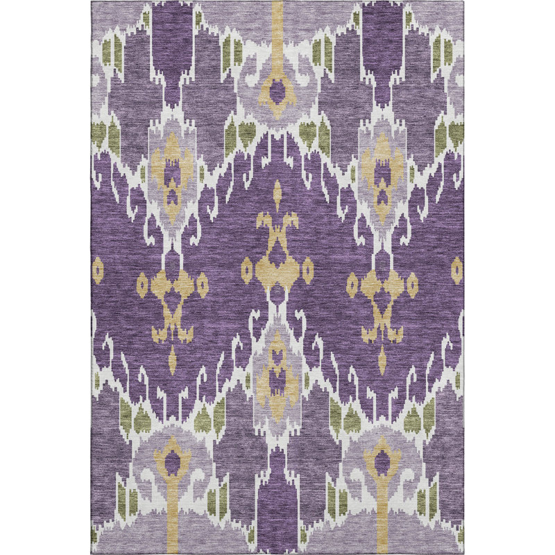 Premium Machine Washable Prisco Purple Rug, Rectangle 8' x 10'