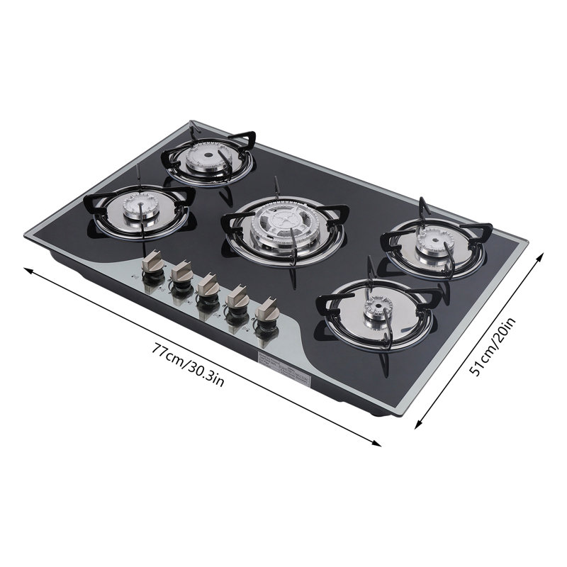 30" LPG/NG Gas Cooktop Built-in 5 Burner Stove Hob Cooktop