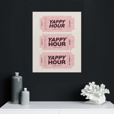 Ensemble de billets Yappy Hour, cadre en bois intégré, l 16 x L 20