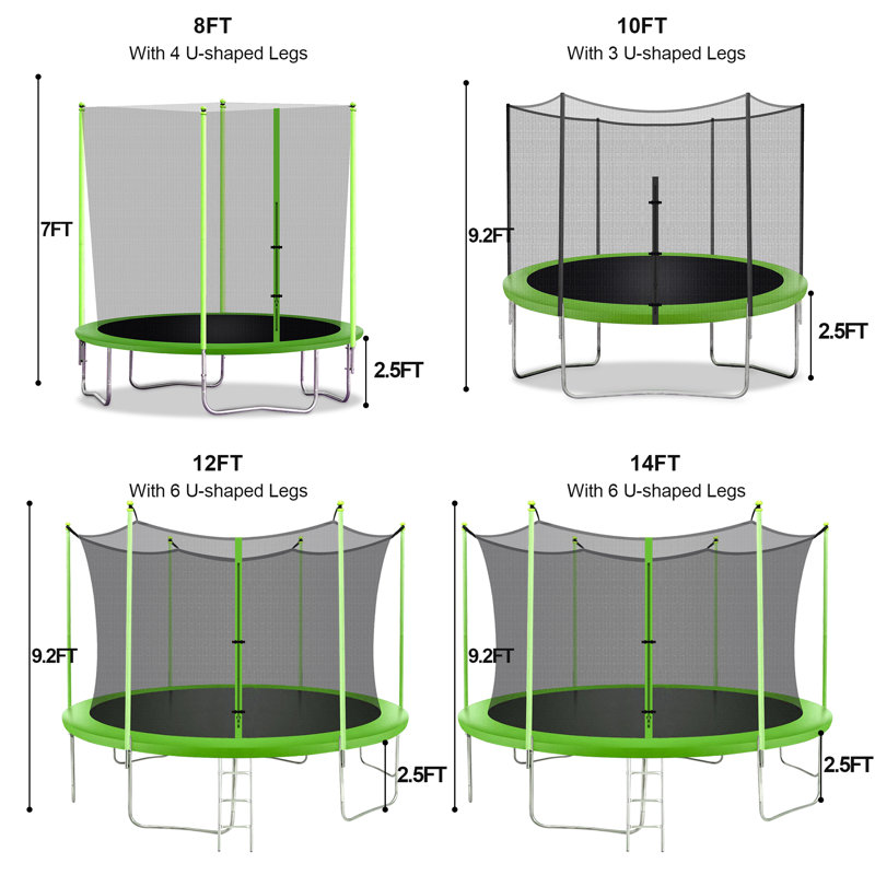 FDW Round Backyard Trampoline with Safety Enclosure