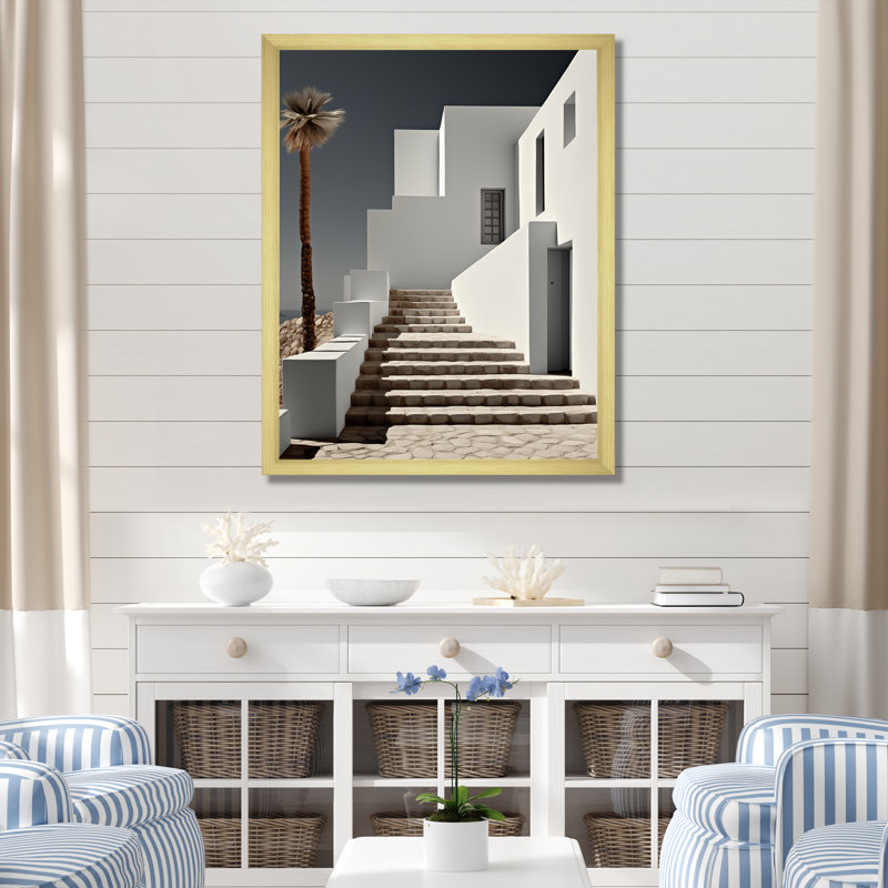 «Beach House», impression sur toile, Cadre doré simple, H 44 po x l 34 po x P 1,5 po