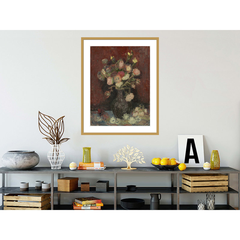 «Vase with Autumn Asters» par Vincent van Gogh, impression giclée encadrée, H 41,5 po x l 33 po