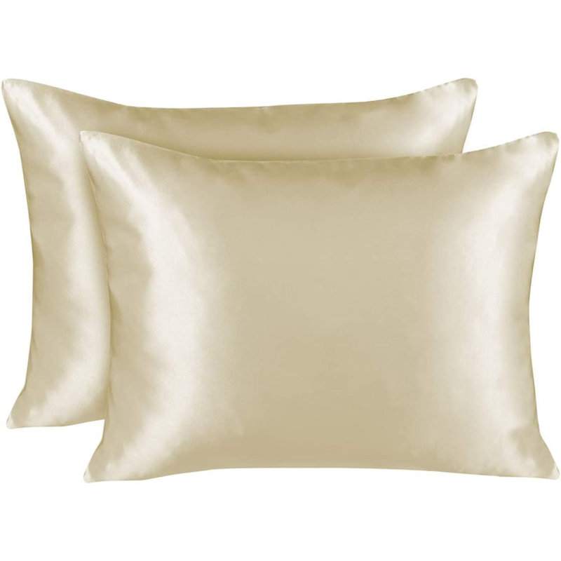 Taie d'oreiller en satin Allaire, Standard, Ivoire
