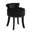 Tabouret de coiffeuse à dossier roulé en lin / velours avec garniture cloutée Bardot-25254899