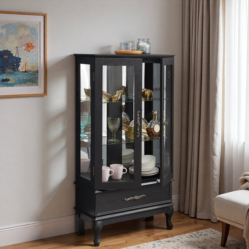 Vitrine lumineuse avec éclairage à DEL, tablettes réglables et tiroir