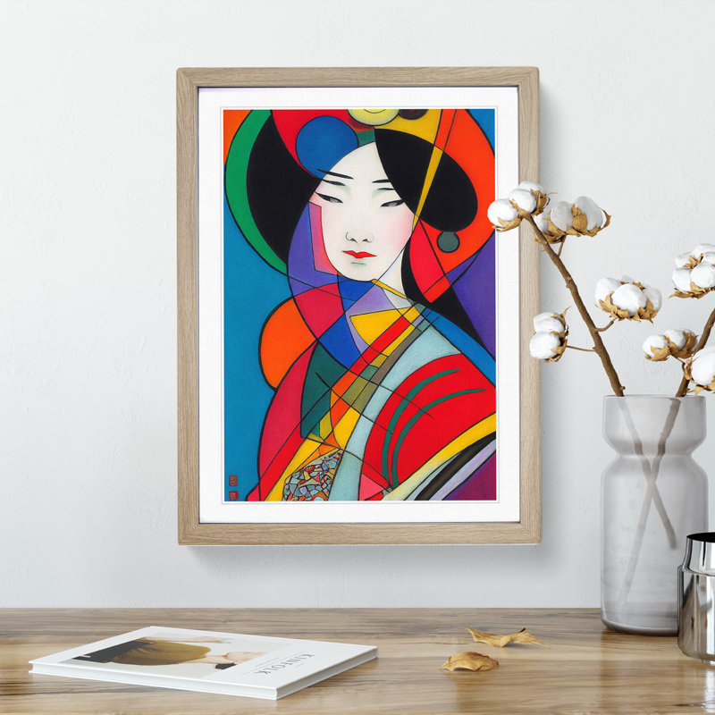 Geisha A Abstract No.1 - Single Picture Frame Print, 64cm H x 46cm W x 2cm D, Oak