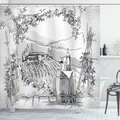 Sketch Shower Curtain with Hooks Included