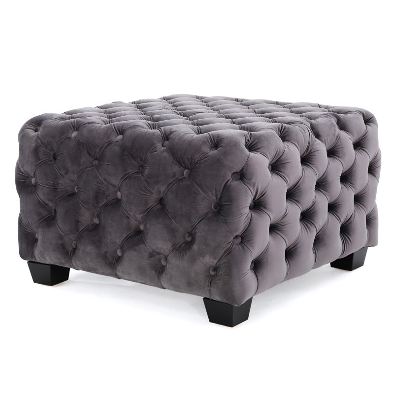 Gris avec surface en velours à boutons, aspect moderne, l 29 po x P 18,1 po, élément de style H 29,78 po, Gris