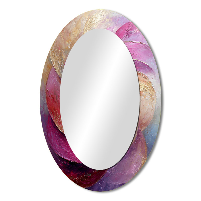 Abstract Lavender Tranquility Balance IV - Modern Oval Wall Mirror, 36" x 24"