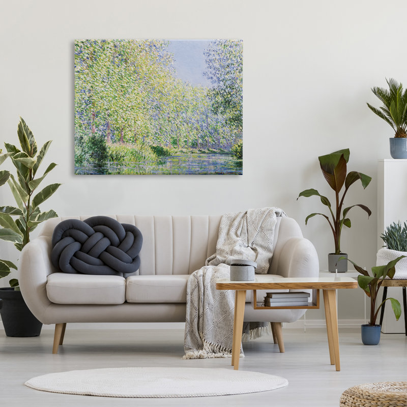 «Epte River Claude Monet», art mural classique sur toile par Claude Monet, H 36 po x l 48 po x P 1,5 po, Toile tendue