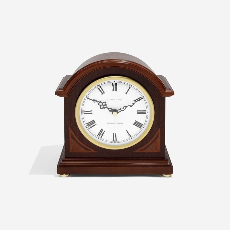 Break Traditional Analogue Alder Wood Quartz Movement / Crystal Tabletop Clock in Mahogany