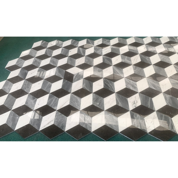 Hexagon Marble - Black Grey White Colors, 12 Pieces, Adds Elegance To Interior Floor And Wall Tile Gray Black, 5/8 Inch Thick, For Various Spaces