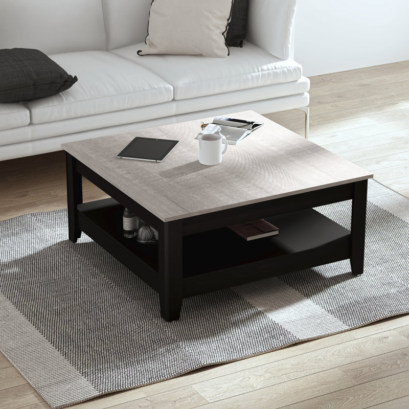 Table basse avec rangement Justine Basilico, Matte Black/Dusty Gray Oak