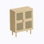 Armoire de rangement en maille rotin 4 portes, buffet avec huit espaces de rangement, pour entrée, salon, couloir-681392773