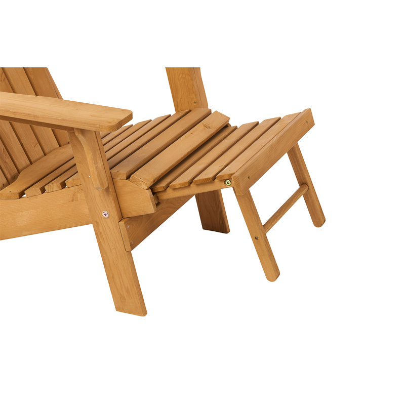 Chaise Adirondack d'extérieur pliante en bois avec repose-pieds rétractable