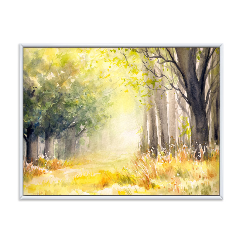 «Bright Sunshine Through The Forest Trees IV», reproduction sur toile flottante, H 24 po x l 32 po x P 1 po, Blanc
