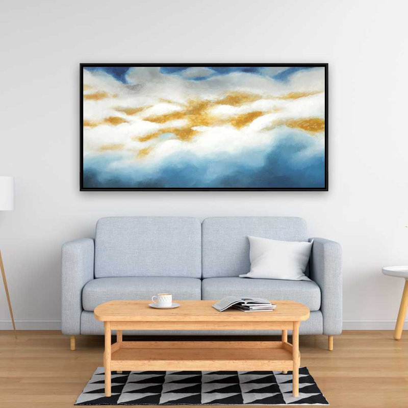 Abstract Clouds - Blue Contemporary Framed Canvas Art