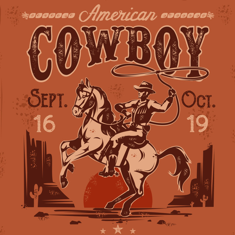 Cassadaga Rodeo Poster with Cowboy 1 Piece Wrapped Canvas Wall Art, 30cm H x 30cm W x 3.8cm D