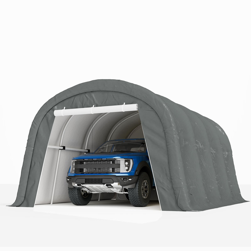 Heavy Duty Carport Portable Garage, 13 Ft. W x 20 Ft. D, Dark Gray