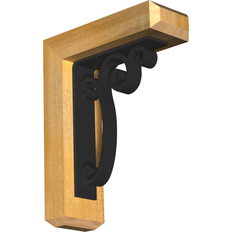 Avery 4" Triple Brace Craftsman Ironcrest Bracket, 14"H x 11 1/2"D, 4"W x 2"T Western Red Cedar (Rough Sawn)