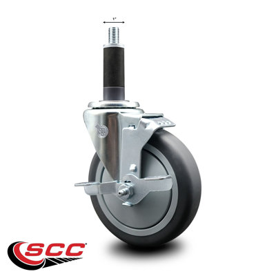 Thermoplastic Rubber Swivel 1 Inch Expanding Stem Caster with Brake SCC