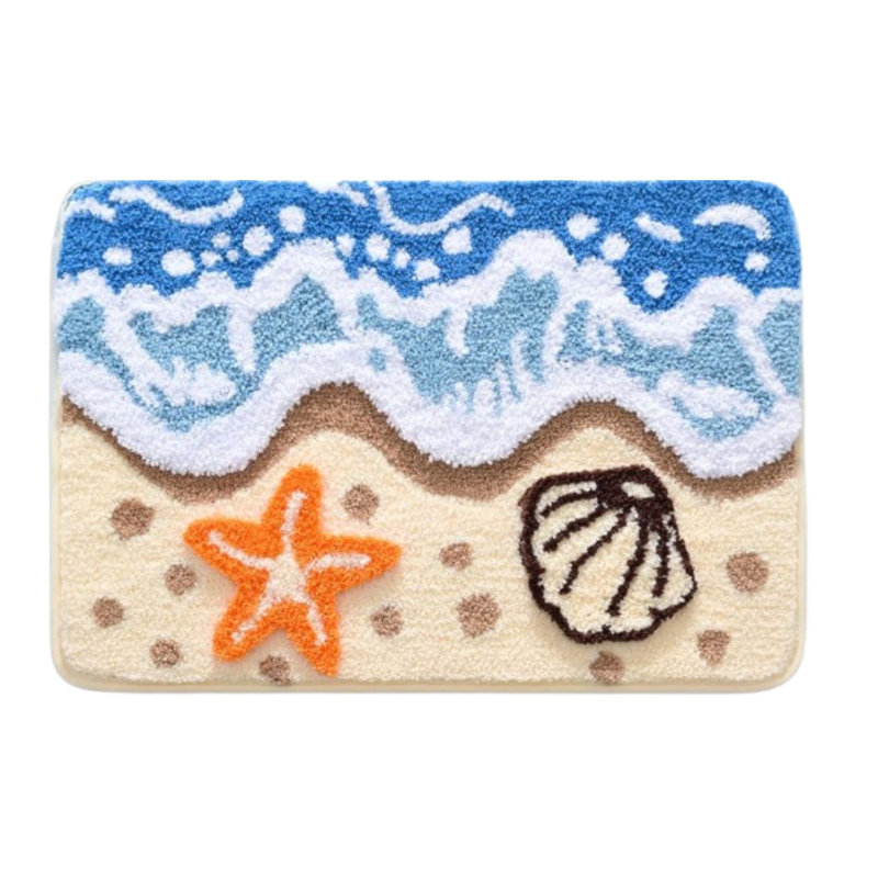 Tapis de bain en microfibre antidérapant Coastal Ocean Wave, 18 x 26