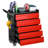 Metal Rolling Tool Chest with 5 Drawers and 4 Hooks, Tool Storage Cabinet with Lockable Wheels and Pushing Hands For Warehouse, Garage, Assembly Required, Black&Red