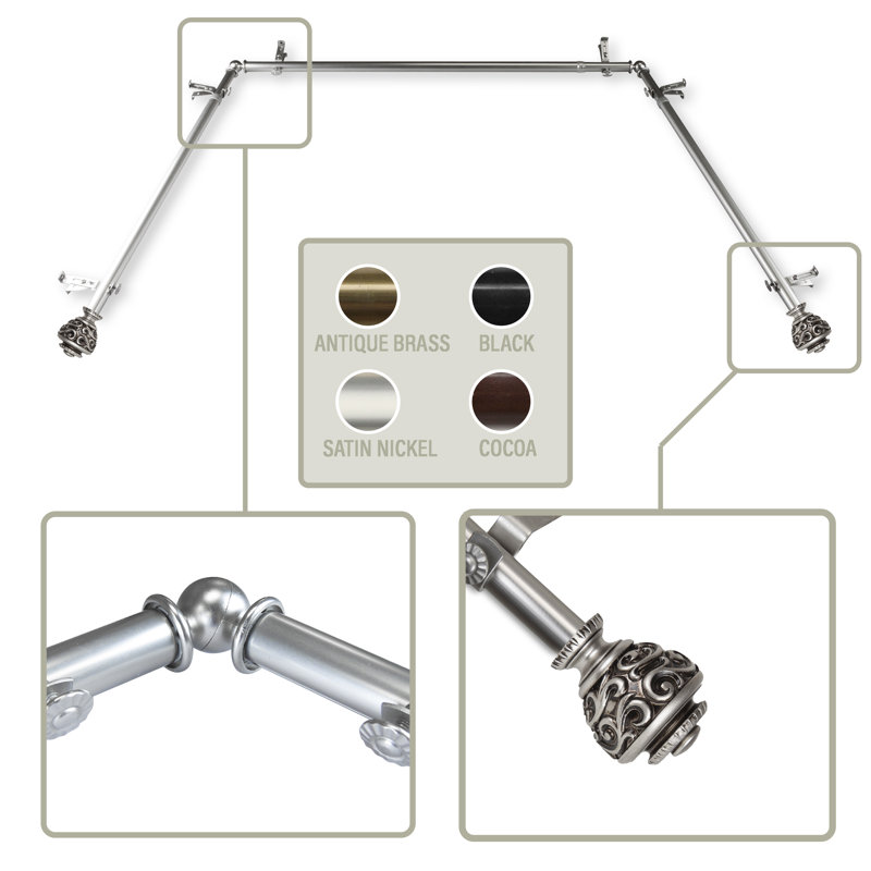 Tringle à rideaux simple Charleen Bay, Nickel satiné