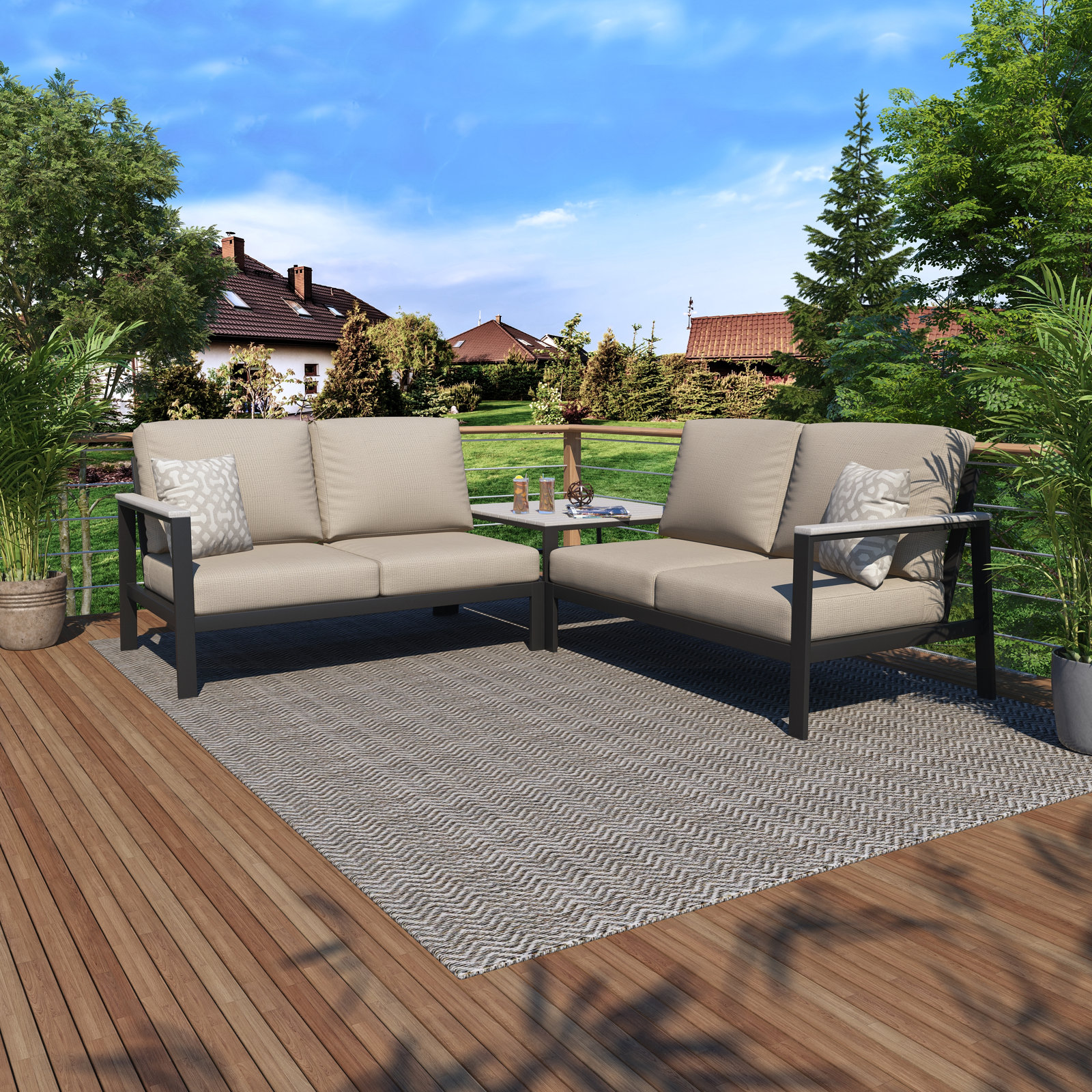 Townsend 4-Person Patio Seating Group, Cast Silver Sunbrella®