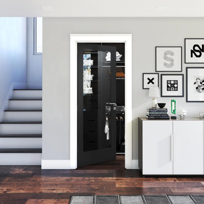 80-in Clear Glass 1-Lite Wood Painted Shaker French Door