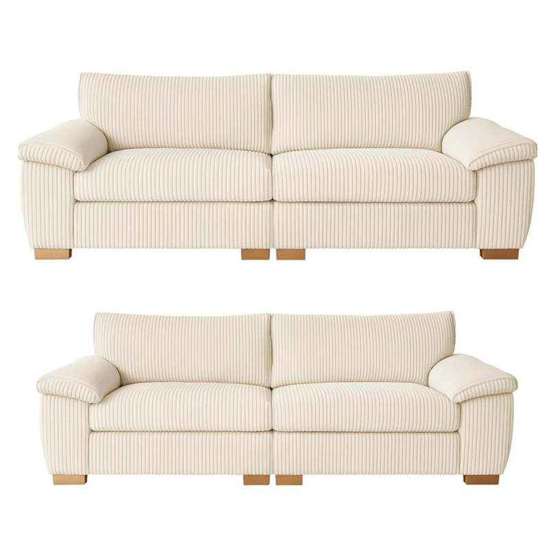 5 Seater Corduroy Sofa, Cream