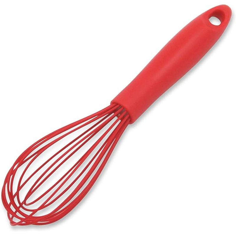 Premium Silicone Wire Cooking Whisk, 10.5 Inch, Red