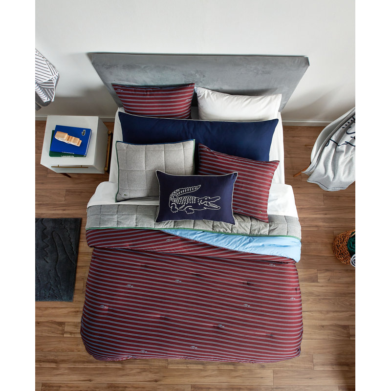 Lacoste Lindenwood Comforter Set, Red, Twin Comforter + 1 Sham