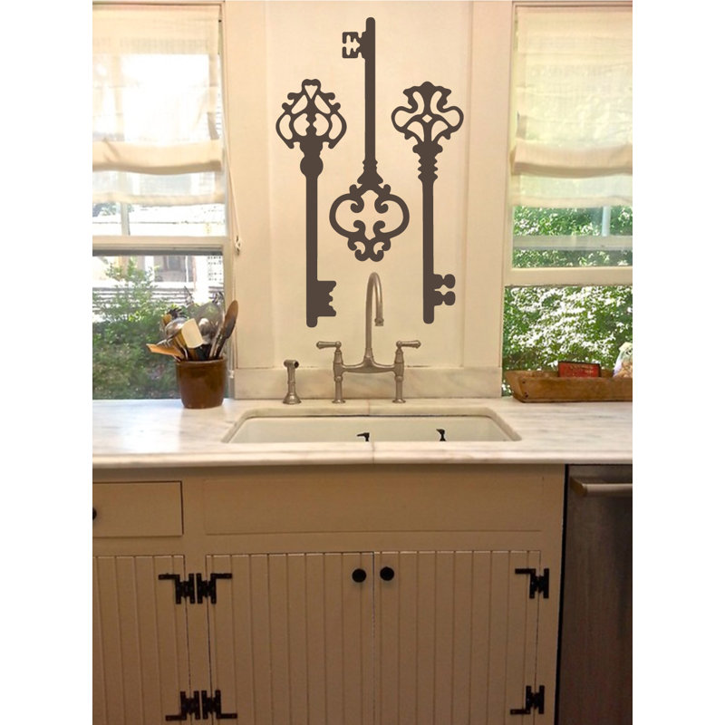 Décalcomanie murale clés squelettes, H 22 po x l 21 po x P 0,01 po, Brun