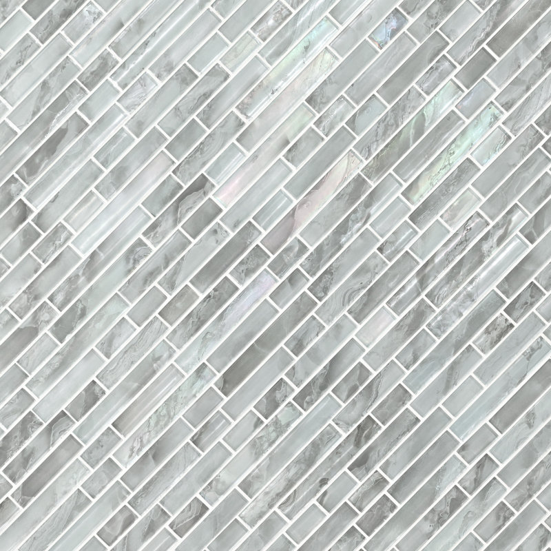 Palette Fog Interlocking 12 in. x 12 in. Glossy Glass Mosaic Wall Tile