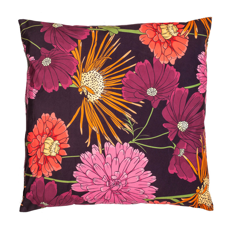 Amesbury Floral Square Cushion, Orange/Black