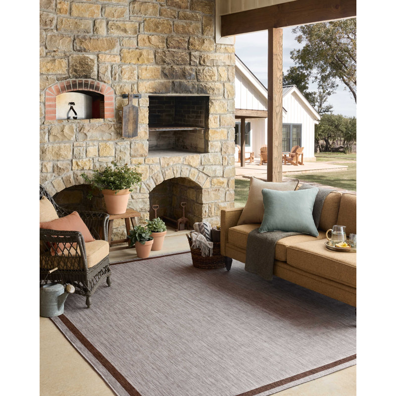 Loloi Easton Dove / Coffee Indoor / Outdoor Area Rug, Rectangle 5'3" x 7'6"